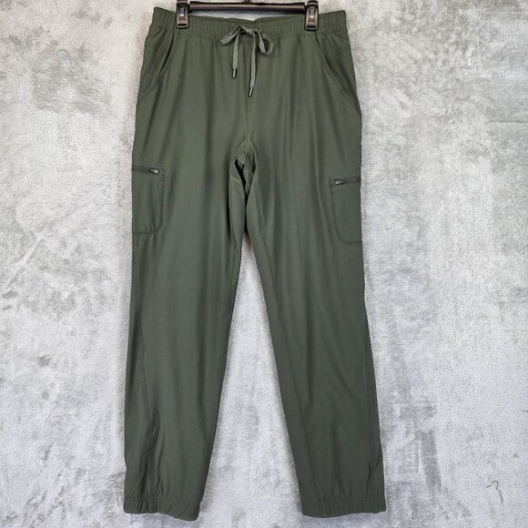 Eddie Bauer Pants Womens 12 Green Fleece-Lined Pull-On Jogger Zip Pockets Winter - Picture 1 of 16